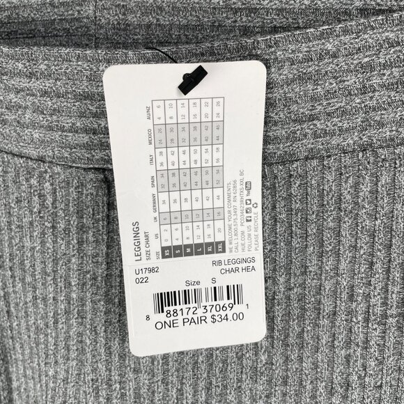 Hue Ribbed Leggings Women’s Small Gray Mid Rise Stretch NWT - Picture 7 of 8